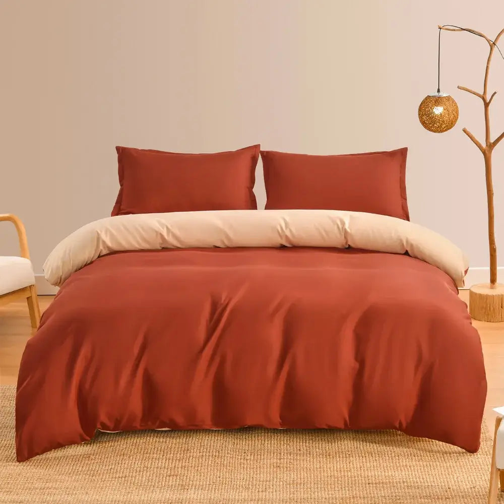 Luxury orange & gray duvet cover set bedroom bedding with blanket