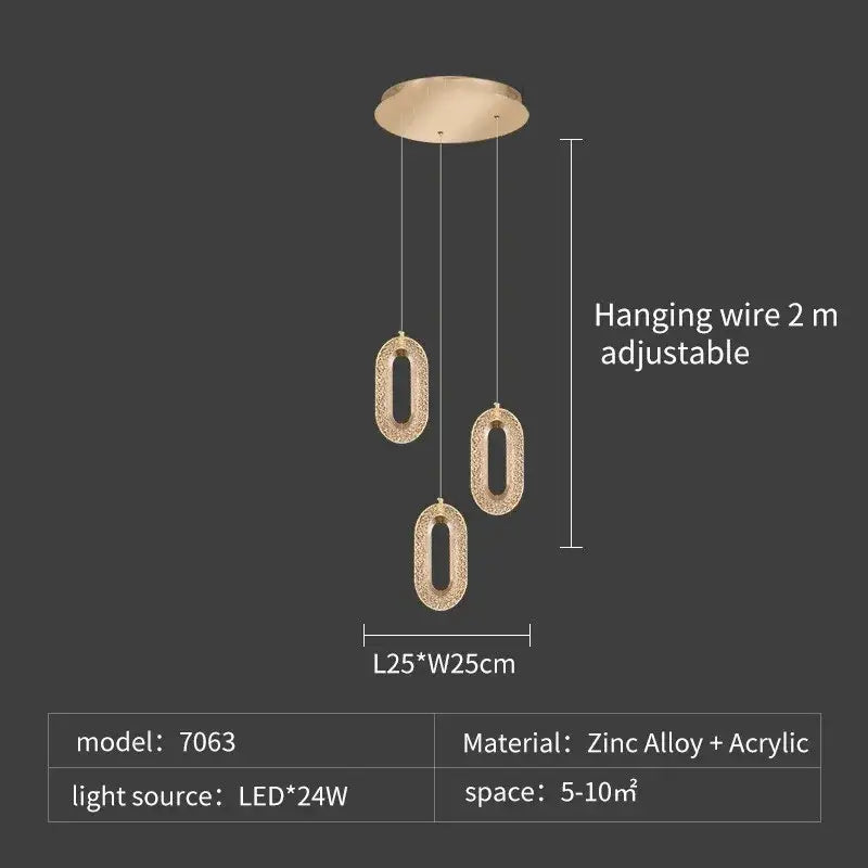 Luxury oval gold crystal rings chandelier staircase light