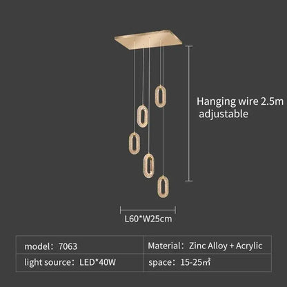 Luxury oval gold crystal rings chandelier staircase light