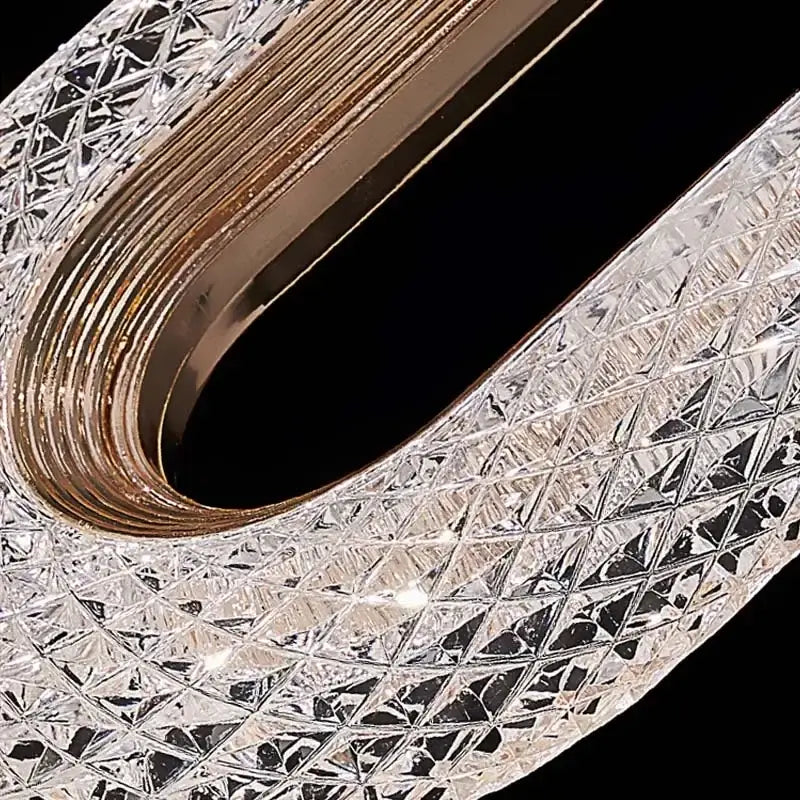 Luxury oval gold crystal rings chandelier staircase light