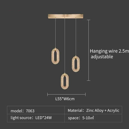 Luxury oval gold crystal rings chandelier staircase light