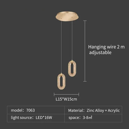 Luxury oval gold crystal rings chandelier staircase light