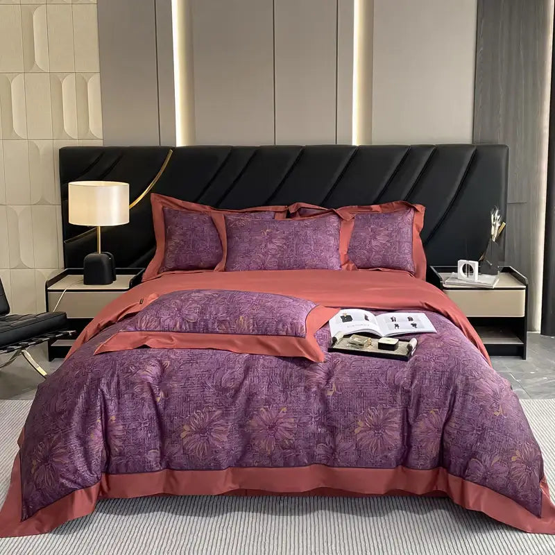 Luxury pink & cream egyptian cotton flower bedding set – bedroom