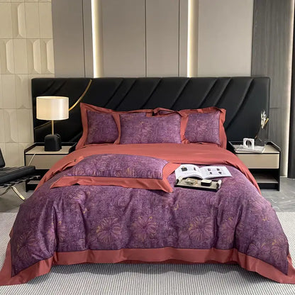 Luxury pink & cream egyptian cotton flower bedding set – bedroom