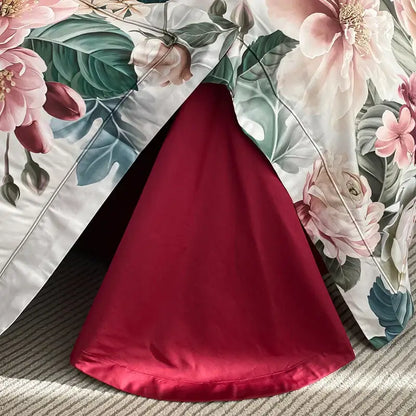 Luxury pink & cream egyptian cotton flower bedding set – bedroom