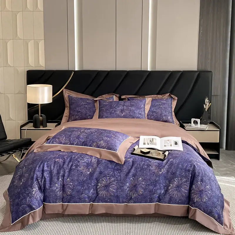 Luxury pink & cream egyptian cotton flower bedding set – bedroom