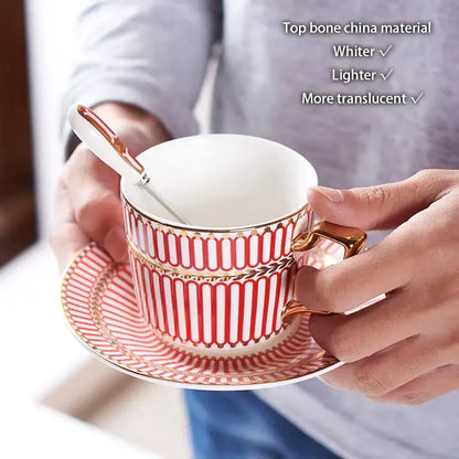 Luxury red & gold porcelain coffee set dining room serving rack