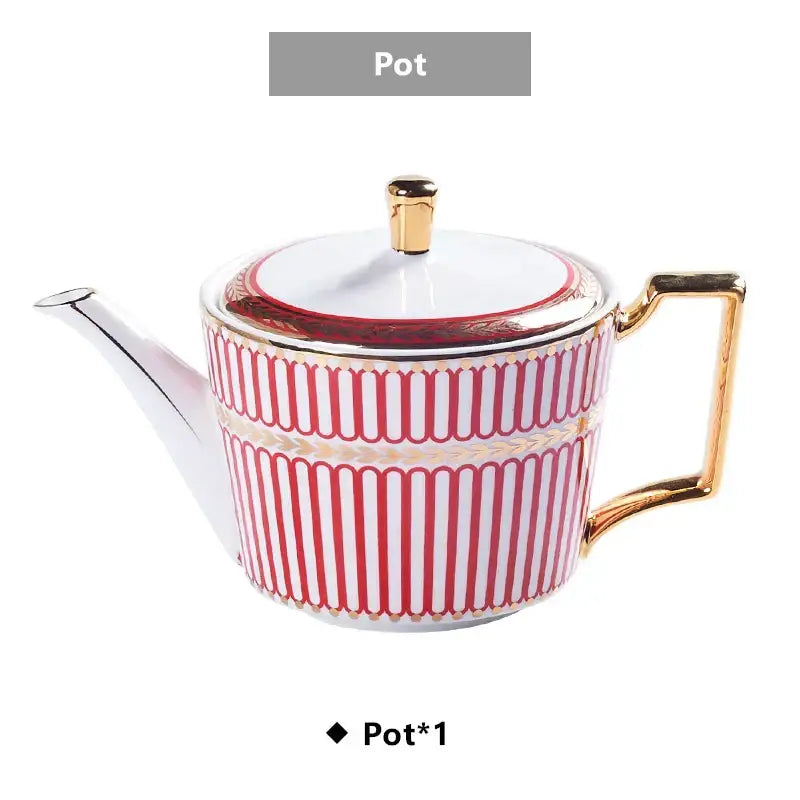Luxury red & gold porcelain coffee set dining room serving rack