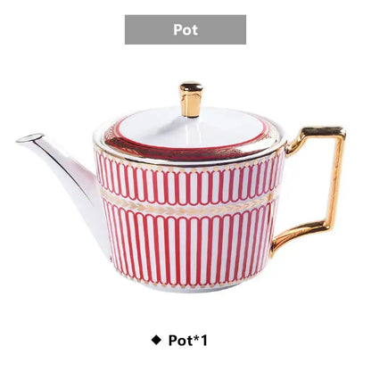 Luxury red & gold porcelain coffee set dining room serving rack