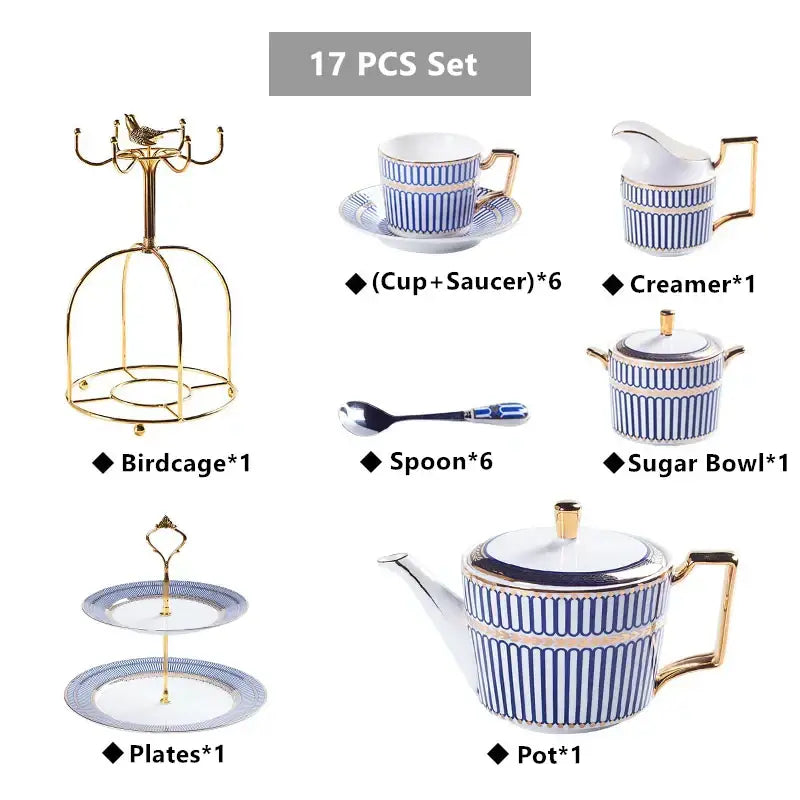 Luxury red & gold porcelain coffee set dining room serving rack