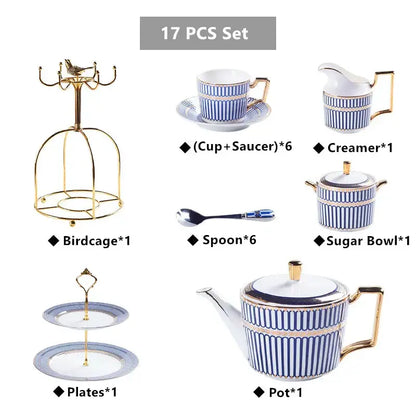 Luxury red & gold porcelain coffee set dining room serving rack