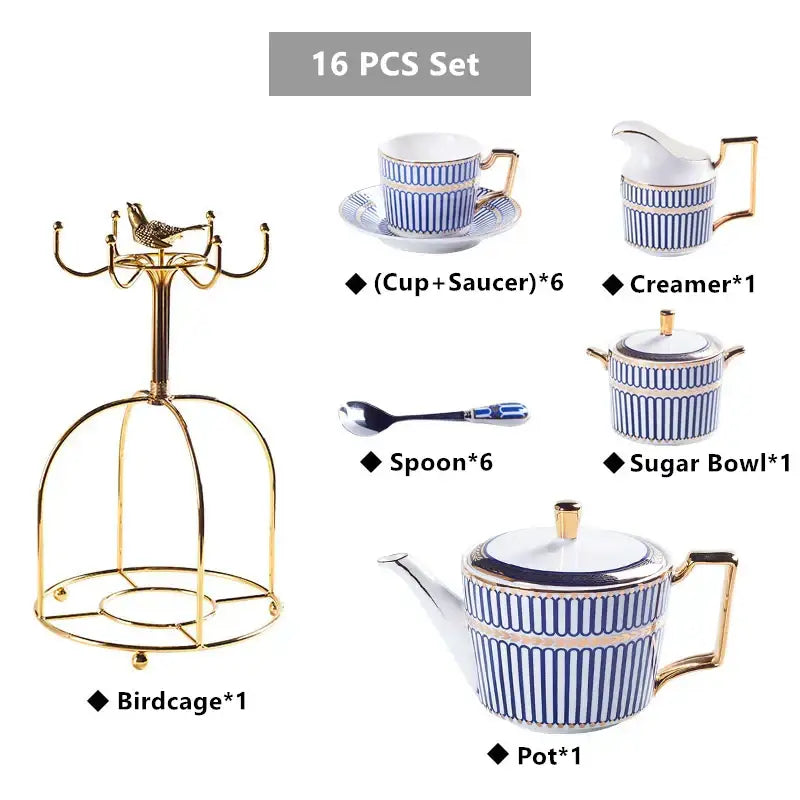 Luxury red & gold porcelain coffee set dining room serving rack