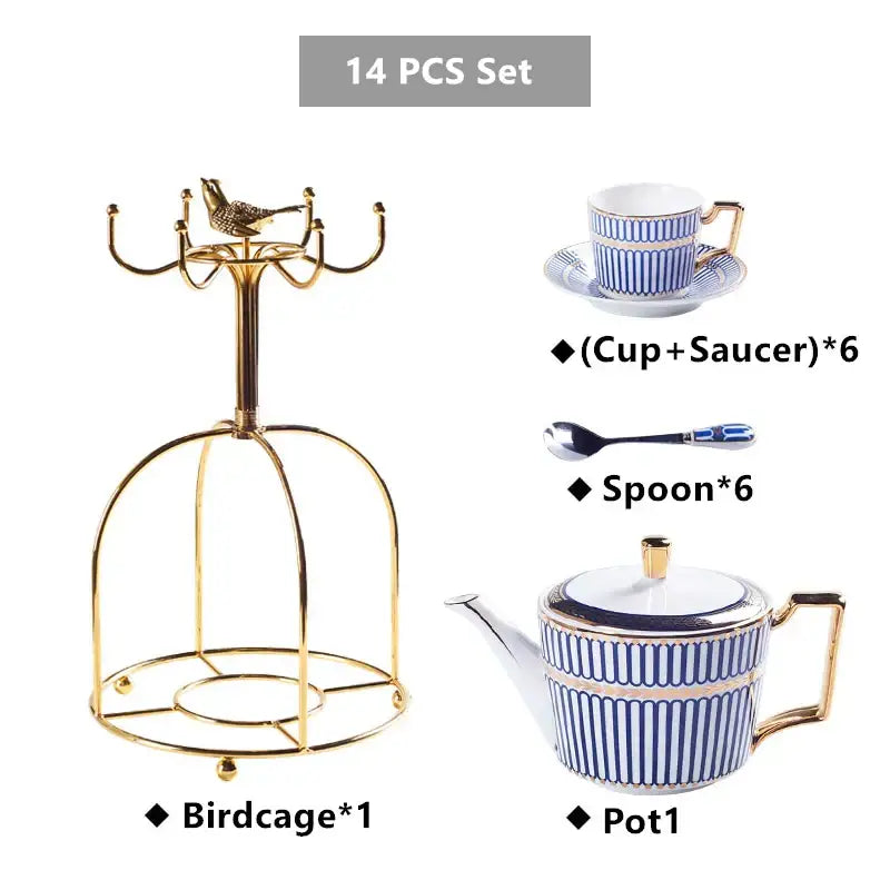 Luxury red & gold porcelain coffee set dining room serving rack
