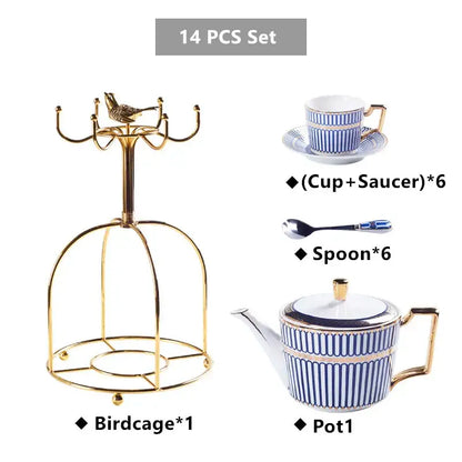 Luxury red & gold porcelain coffee set dining room serving rack
