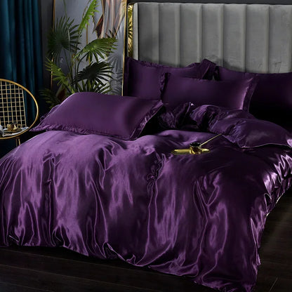 DecorBites™ Luxury Silk Bedding Set - Solid Color