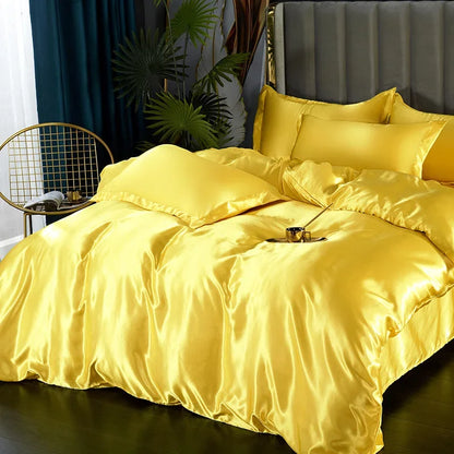 DecorBites™ Luxury Silk Bedding Set with Duvet Cover