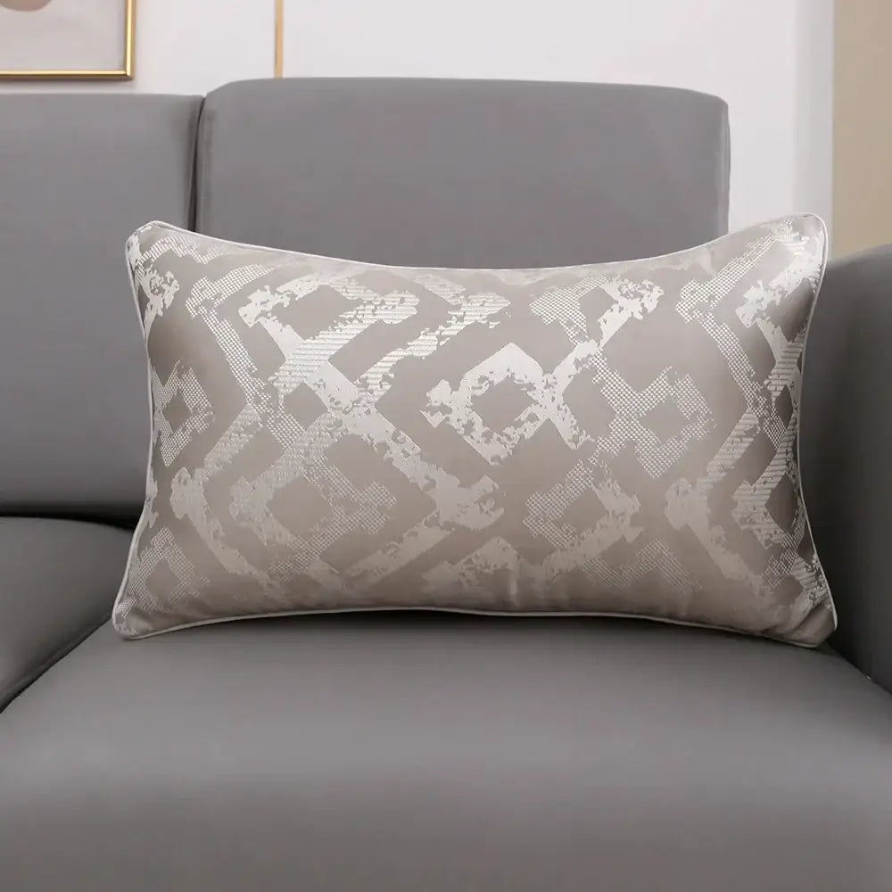 Luxury silver quilted jacquard cushion cover bedroom pillow case