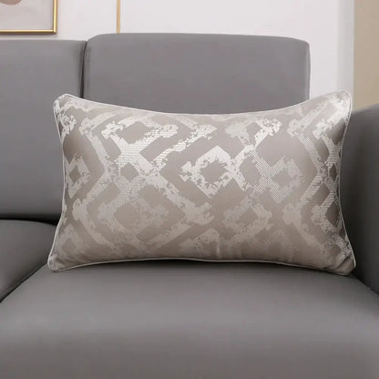 Luxury silver quilted jacquard cushion cover bedroom pillow case