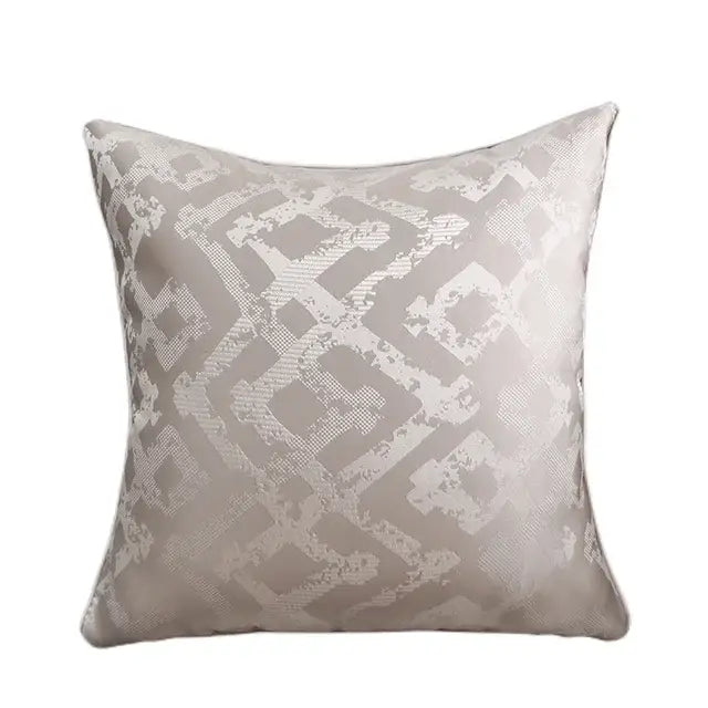 Luxury silver quilted jacquard cushion cover bedroom pillow case