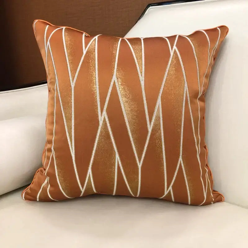 Luxury silver quilted jacquard cushion cover bedroom pillow case