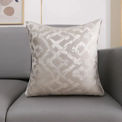 Luxury silver quilted jacquard cushion cover bedroom pillow case