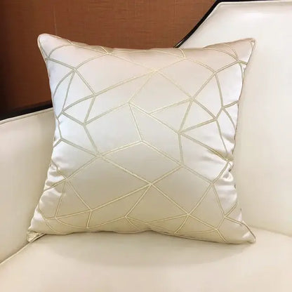 Luxury silver quilted jacquard cushion cover bedroom pillow case
