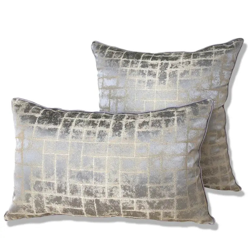 Luxury silver quilted jacquard cushion cover bedroom pillow case