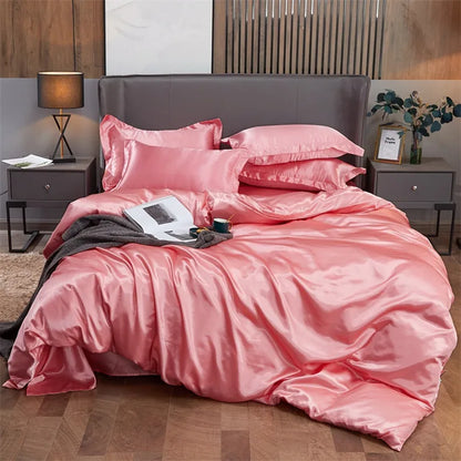 DecorBites™ Luxury Solid Color Bedding Set in Rayon Satin