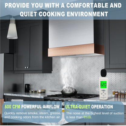 Akicon 30" Stainless Steel Wall Mount Range Hood with 600 CFM Vent Hood