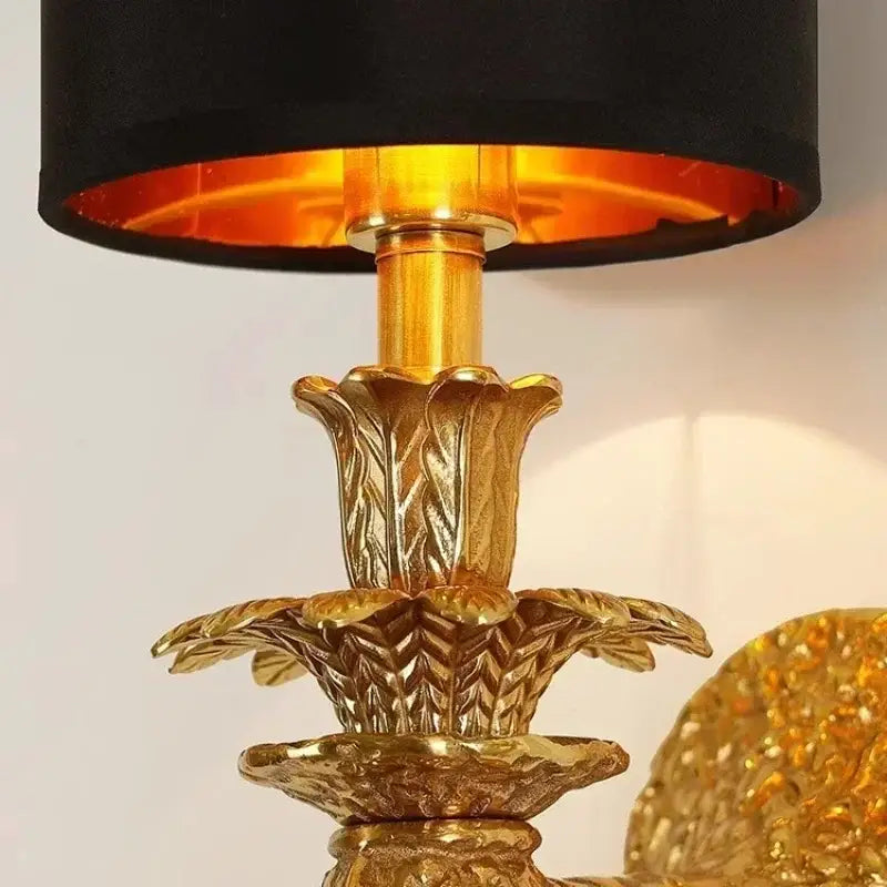 Luxury textured gold & black wall lamp bedroom sconce