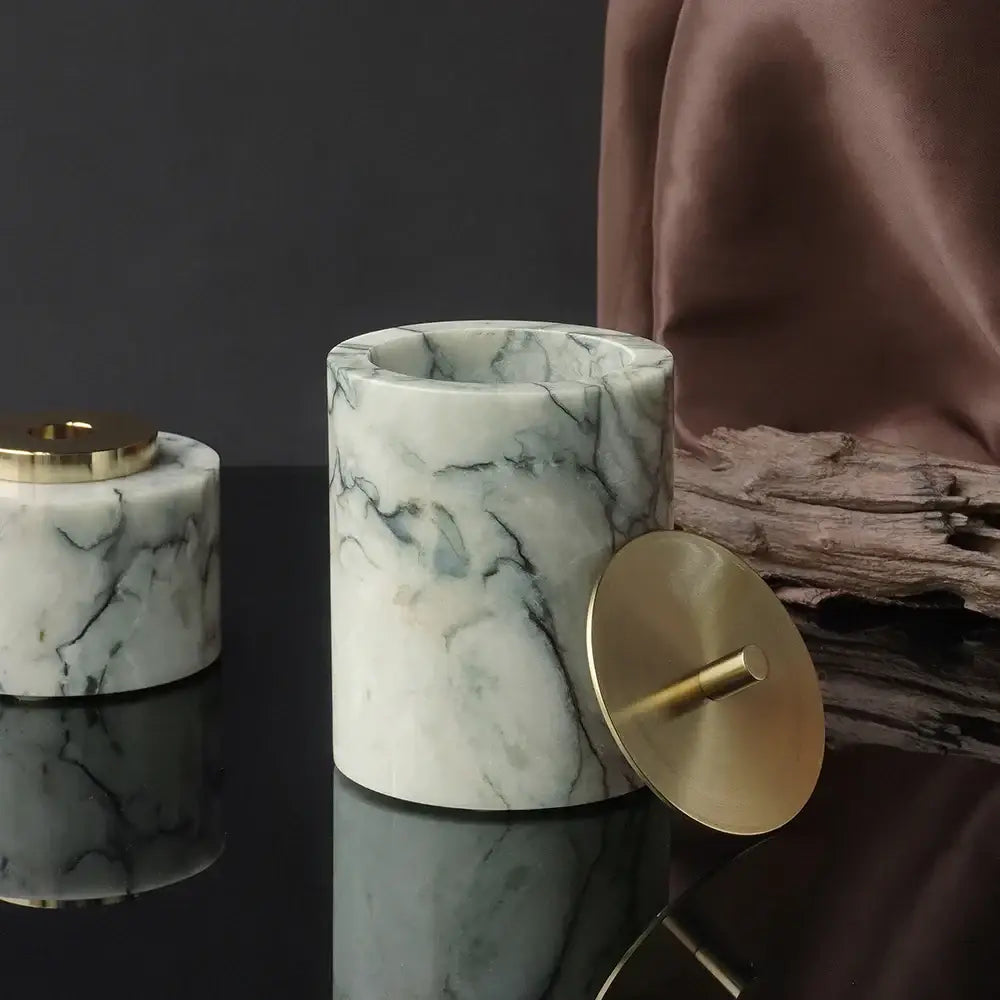Luxury white and gold marble bathroom set emerald marble accents