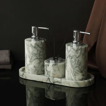 Luxury white and gold marble bathroom set emerald marble accents