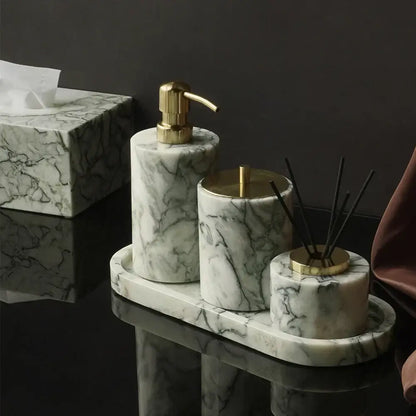 Luxury white and gold marble bathroom set emerald marble accents