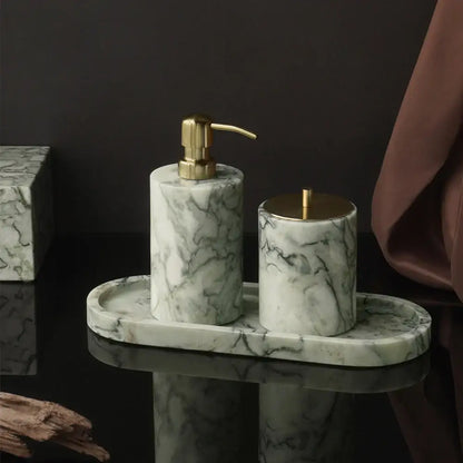 Luxury white and gold marble bathroom set emerald marble accents