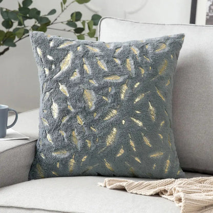 Luxury white & gold fur cushion cover bedroom pillow case