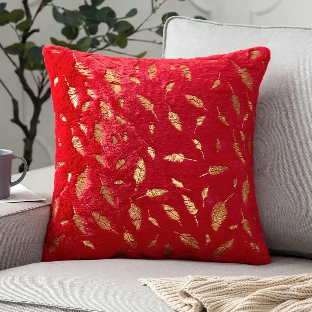 Luxury white & gold fur cushion cover bedroom pillow case