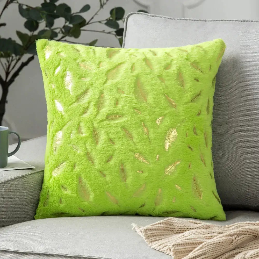 Luxury white & gold fur cushion cover bedroom pillow case