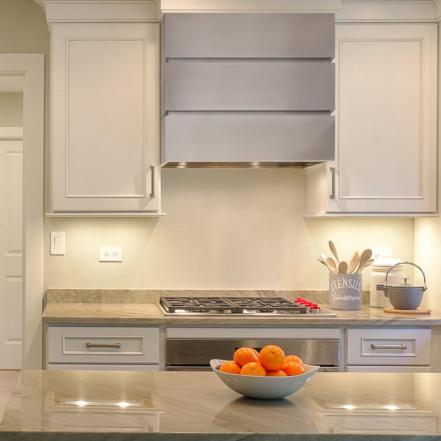 Akicon 30" Stainless Steel Wall Mount Range Hood, 3 Stacks Kitchen Hood with 600 CFM Vent Motor- AK-HS30L