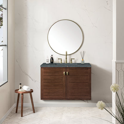 James Martin Amberly 36" Dual Mount Single Bathroom Vanity, Mid-Century Walnut