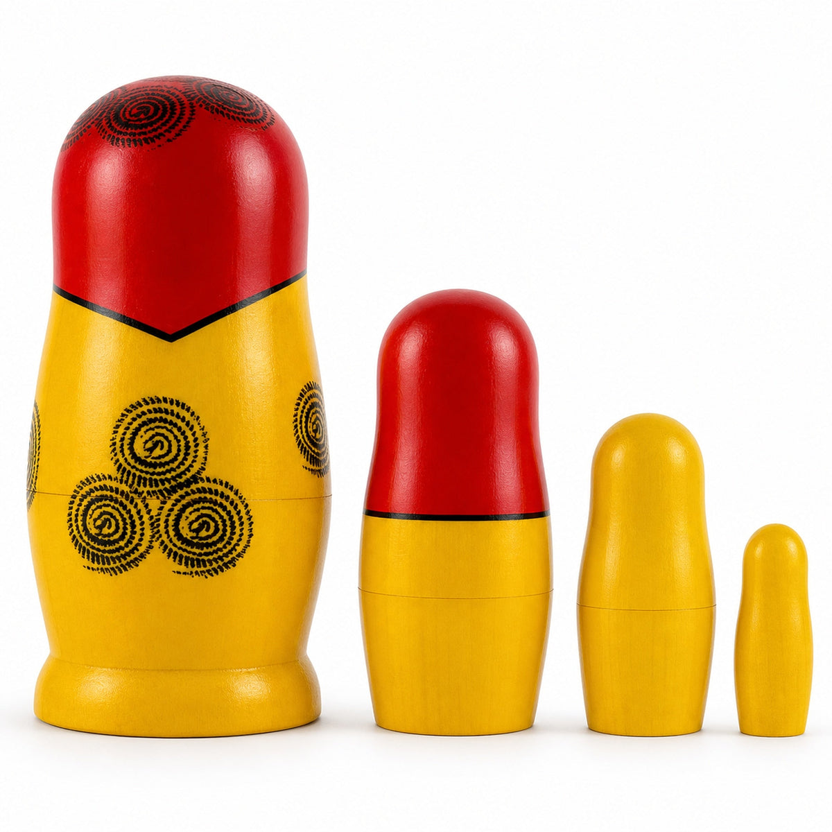 Set of 4 Semenov Style Red Scarf Wooden Nesting Dolls