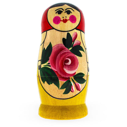 Set of 4 Semenov Style Red Scarf Wooden Nesting Dolls