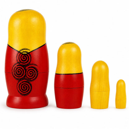 4 Pieces Girl with Yellow Scarf Matryoshka Wooden Nesting Dolls