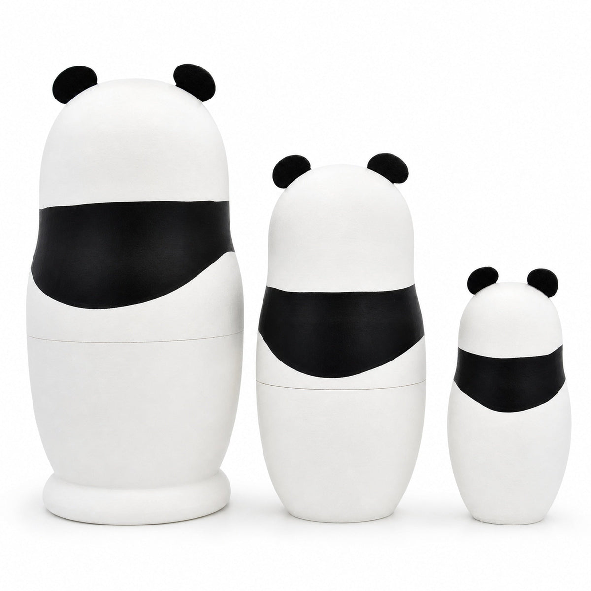 Set of 3 Panda Family Wooden Nesting Dolls