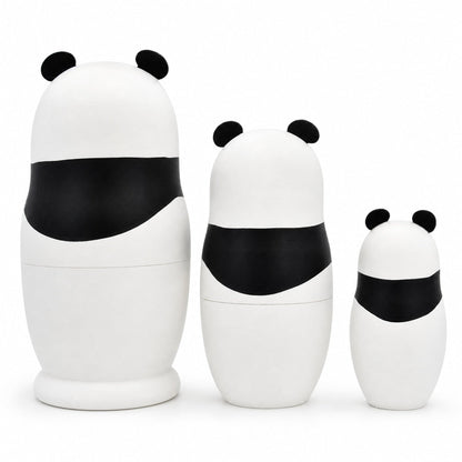 Set of 3 Panda Family Wooden Nesting Dolls