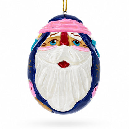 Santa Carved Wood Hand Painted Ornament