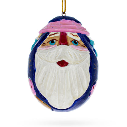 Santa Carved Wood Hand Painted Ornament