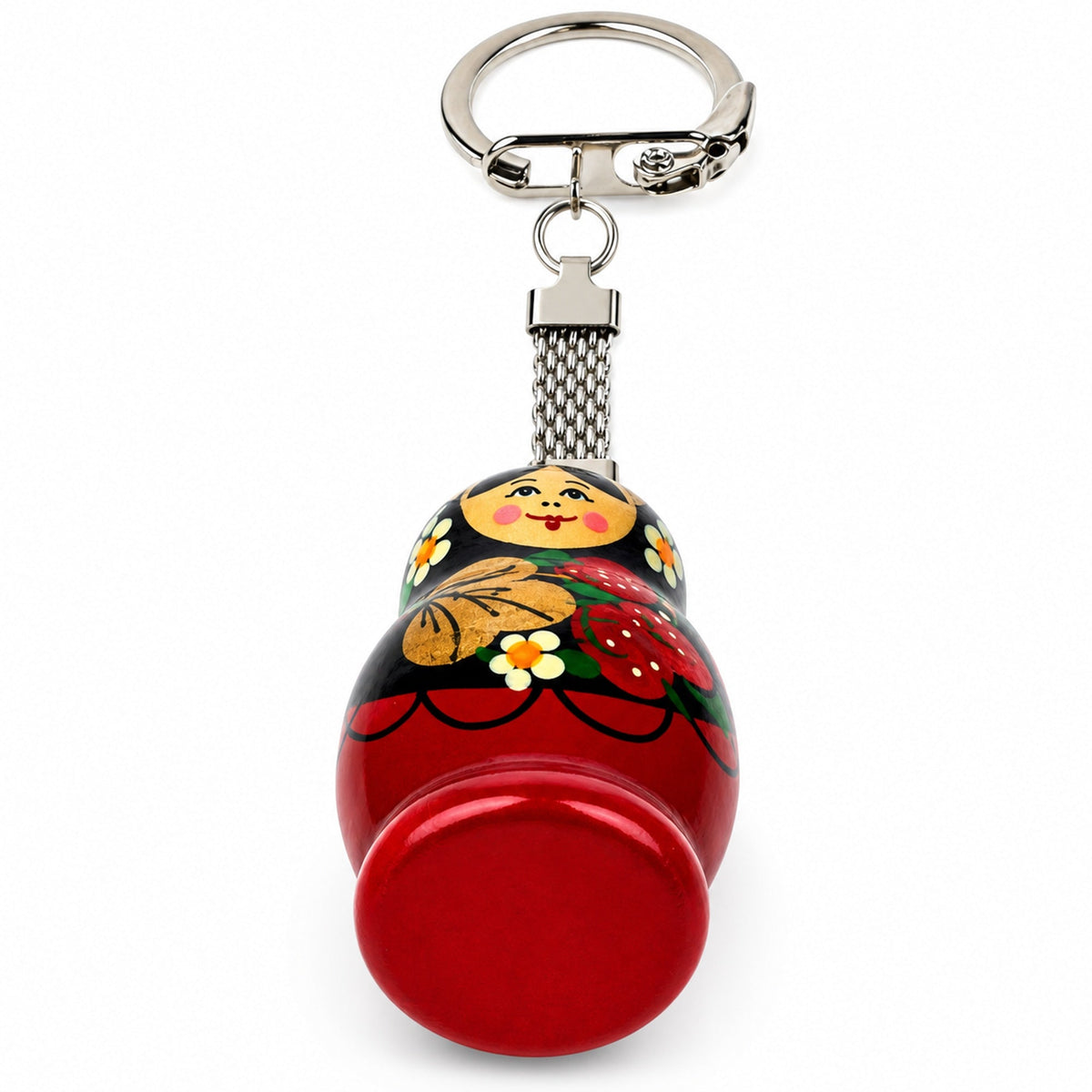 Strawberry Nesting Doll Wooden Key Chains 4 Inches