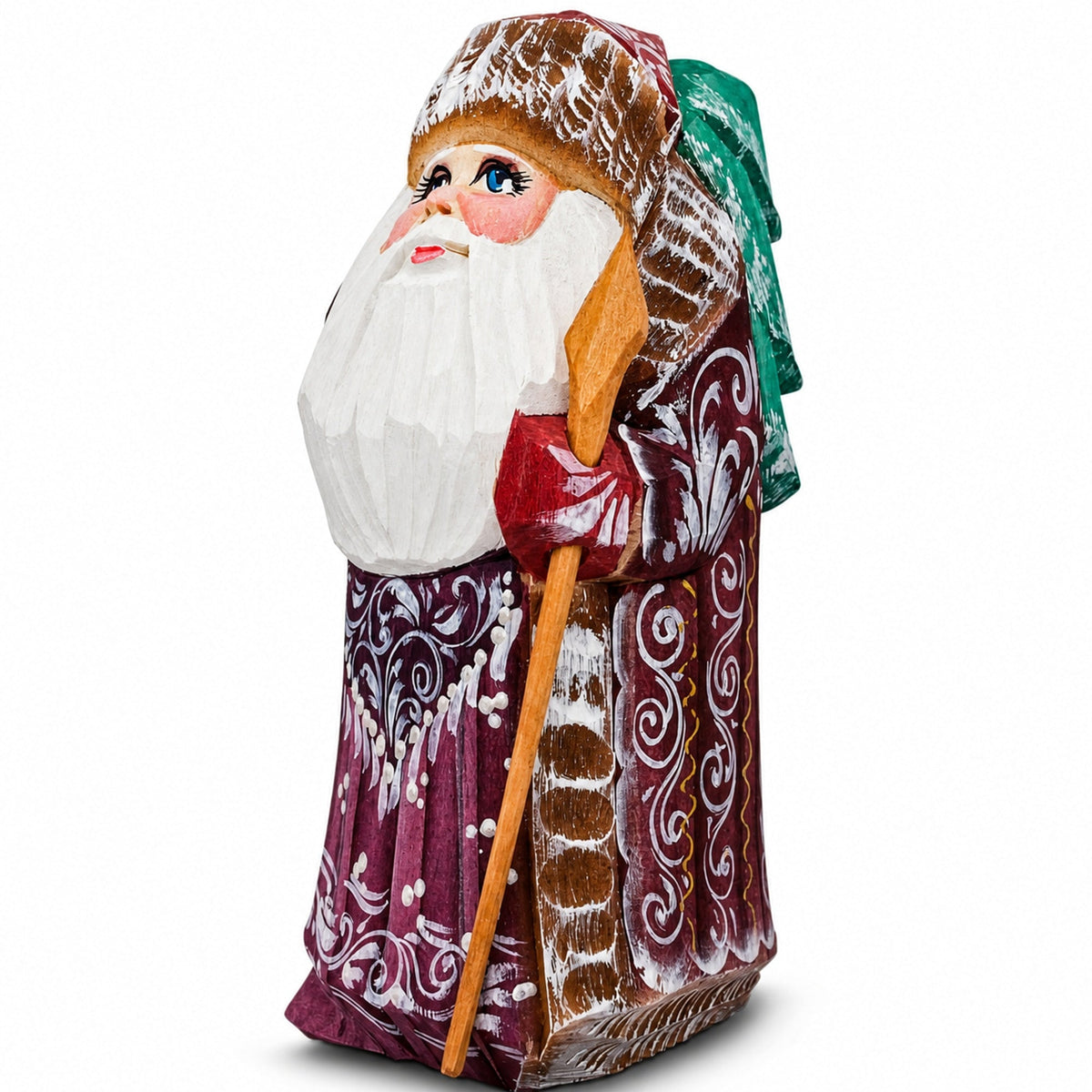 Hand Carved Wooden Santa Figurine 4.75 Inches