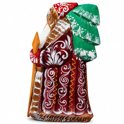Hand Carved Wooden Santa Figurine 4.75 Inches