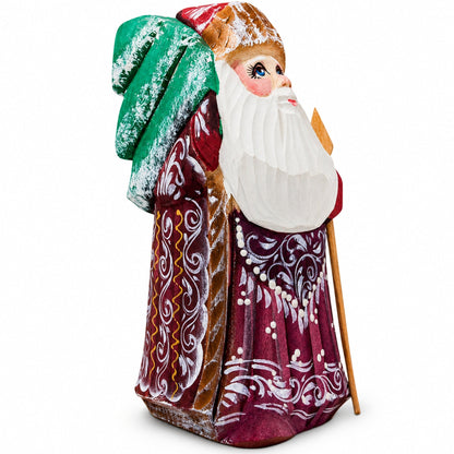 Hand Carved Wooden Santa Figurine 4.75 Inches
